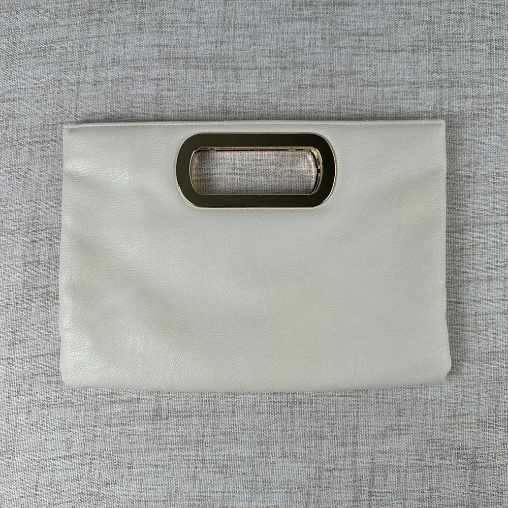 Vintage Gunne Sax Ivory Gold Handle Clutch Purse 90s Y2K Evening Bag